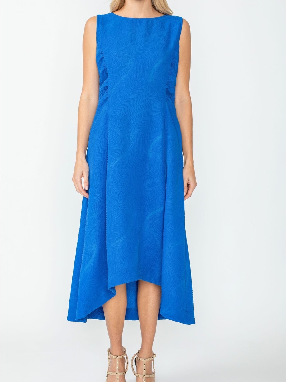 IC Collection Women’s Size 1X Wave Textured Sleeveless A-Line Midi Dress NWT